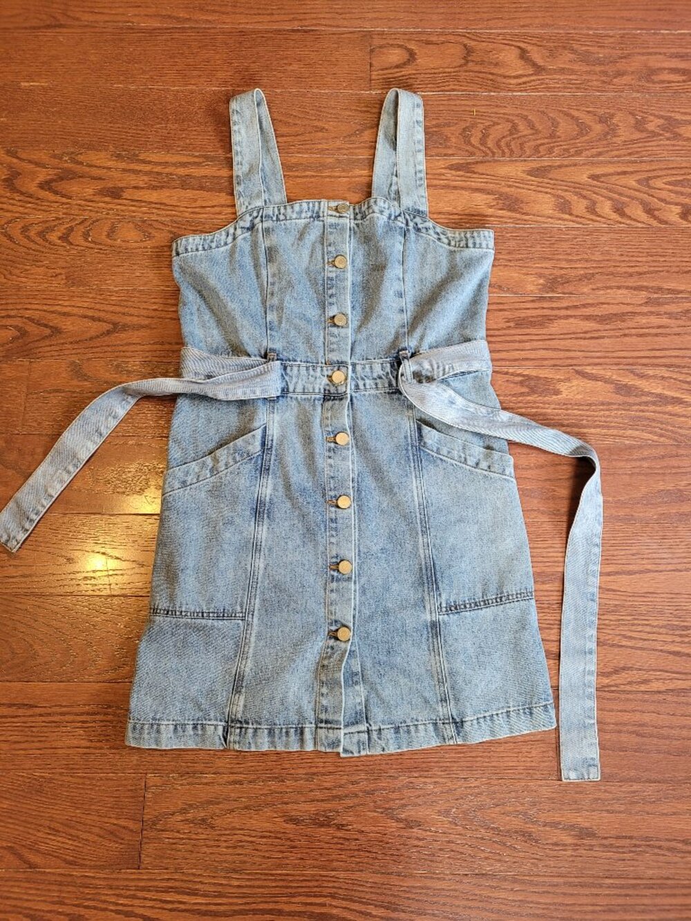 Habitual Dress Women Sz M Cotton Denim Smocked Overall Sundress Mini